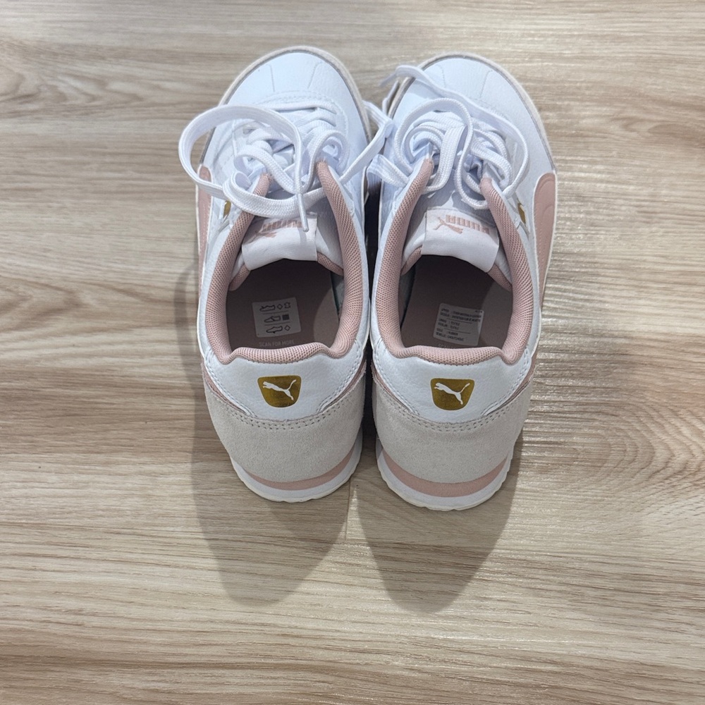 Puma Women's White and Light Pink Sneakers - Picture 2 of 5
